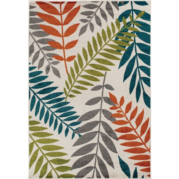 Backyard Bungalow Blythewood 6 ' 7''x9 ' 6'' Multi-Color Leaves Plush Outdoor Rug 2304NI71DB.084 - main