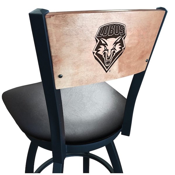 Holland Bar Stool Co 30" Blk Wrinkle New Mexico Swivel Bar Stool, Laser Engraved Back L03830BWMedMplANewMexBlkVinyl - main