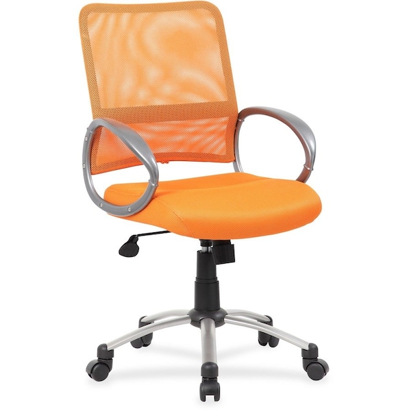 Boss Office Products Boss Mesh Back Office Chair with Arms - Fabric - Mid Back - Orange B6416-OR - main