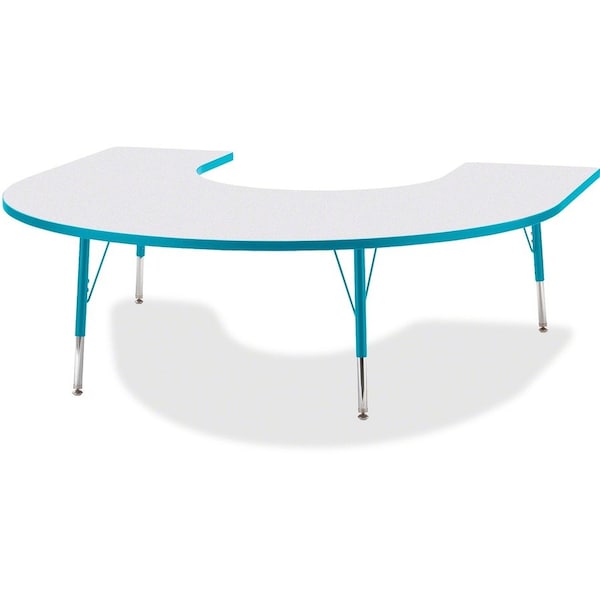 Jonti-Craft Berries Horseshoe Activity Table, 66 in. x 60 in., E-height, Freckled Gray/Teal/Gray 6445JCE005 - main
