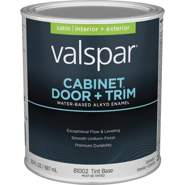 Valspar Cabinet Door & Trim Waterborne Alkyd Satin Interior/Exterior Enamel Tint Base 1 Qt. 028.0081002.005 - main