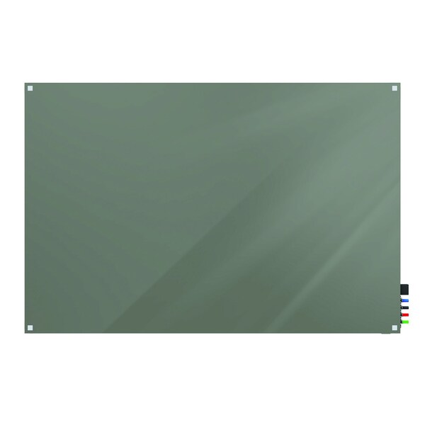 Ghent Harmony Glassboard w/ Standoffs, Magnetic, Square Corners, 2'H x 3'W, Smoke HMYSM23SK - main