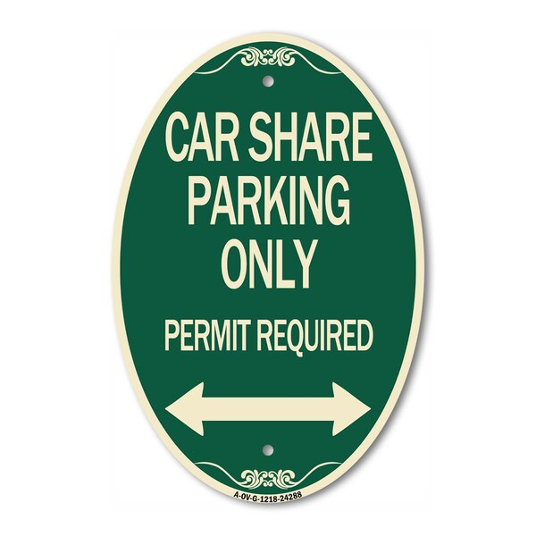 Signmission Car Share Parking Only Permit Required with B, 12 In X 18 In Architectural, Heavy Gauge Aluminum A-OV-G-1218-24288 - main