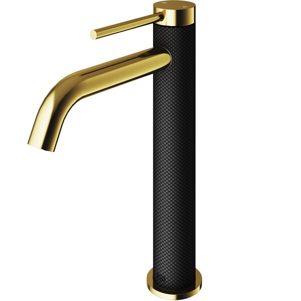 Vigo Lexington Single Handle Single-Hole Bathroom Vessel Faucet in Matte Gold and Carbon Fiber VG03028MGMB - main