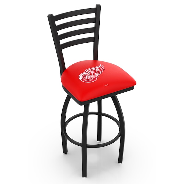 Holland Bar Stool Co 30" Blk Wrinkle Detroit Red Wings Swivel Bar Stool, Ladder Back L01430DetRed - main