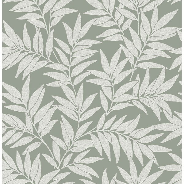 A-Street Prints Morris Green Leaf Wallpaper 2970-26122 - main