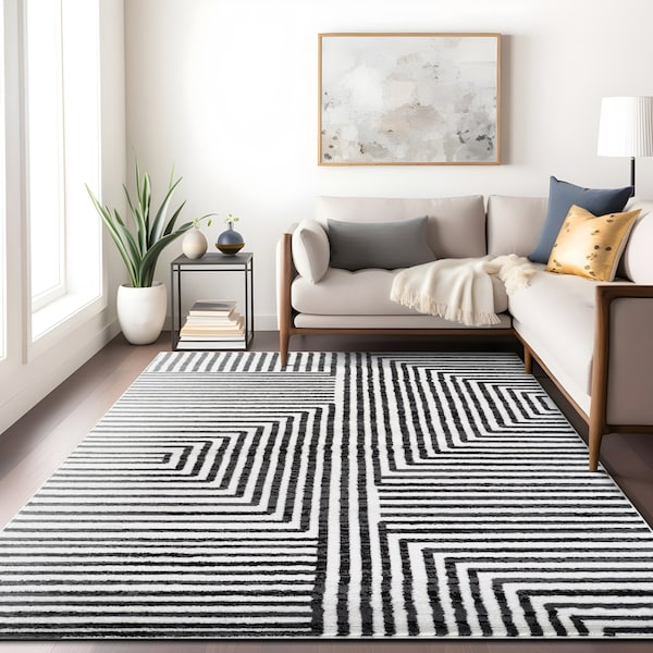 World Rug Gallery Modern Maze Area Rug 7 ft 10 in x 10 ft Cream WR148CREAM8X10 - main