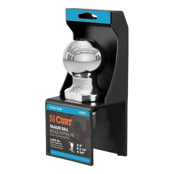 Curt Trailer Ball, 2 in Dia Ball, 3/4 in Dia Shank, 3500 lb Gross Towing, Steel 40065 - main