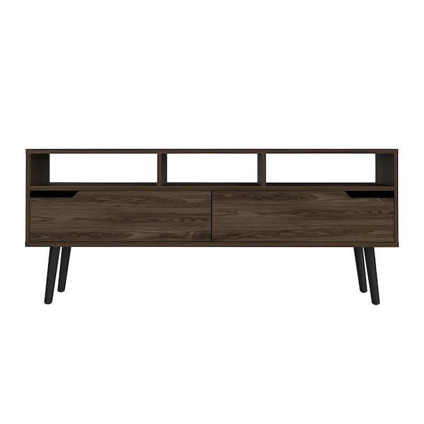 Homeroots 54in Dark Brown Wood Enclosed and Open Storage TV Stand 478448 - main