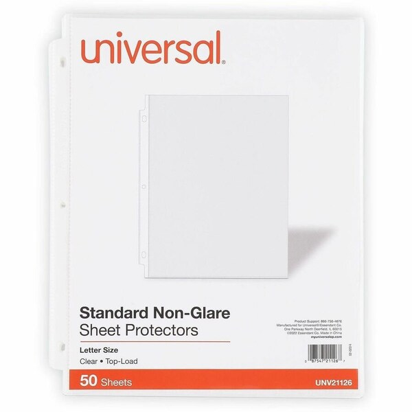 Universal Top-Load Poly Sheet Protectors, Std Gauge, Nonglare, Clear, 50/Box UNV21126*** - main