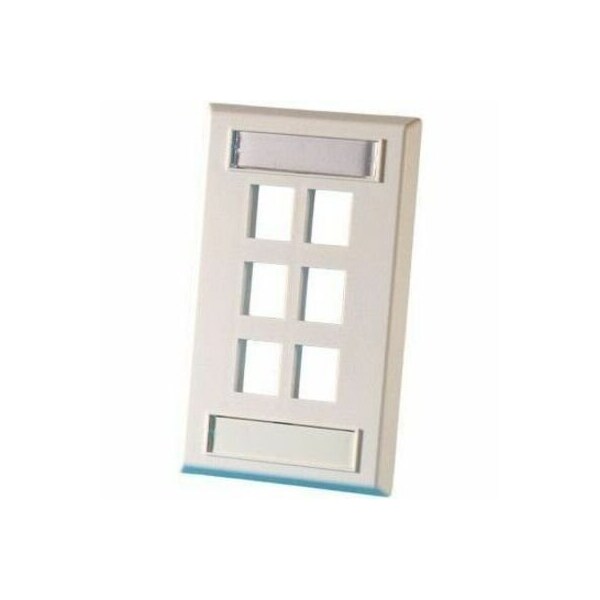 Ortronics 6-PORT FLUSH MOUNT UNLOADED, SINGLEGANG PLASTIC FACEPLATE KSFP6 - main