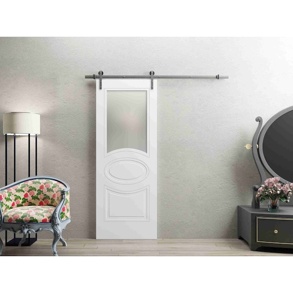 Vdomdoors Barn Interior Door, 18" x 80", White MELA7012BD-S-WS-18 - main