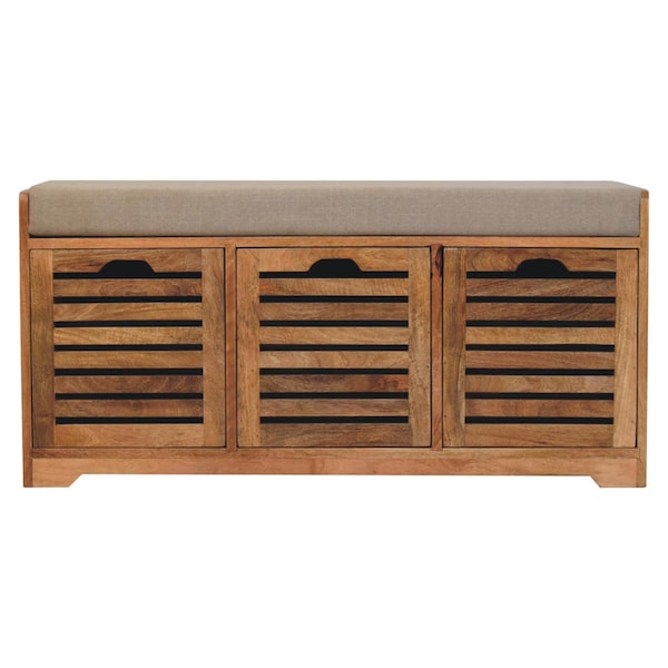 Homeroots 41in Brown and Solid Wood Storage Bench With Shoe Storage 718254 - main