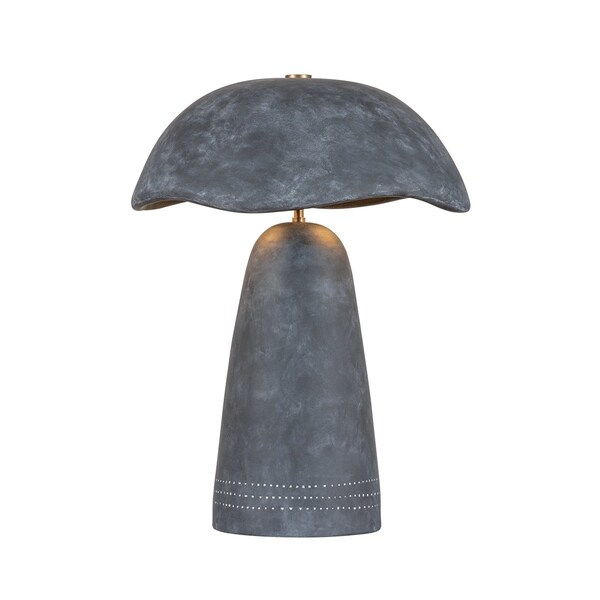 Troy Lighting 1 Light Keagan Table Lamp Patina Brass/Ceramic Stria Wheat PTL3124-PBR/CSE - main