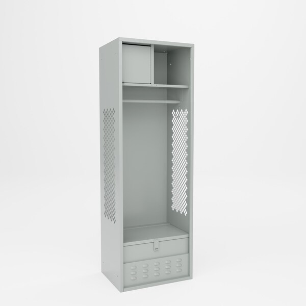 Pucel Athletic Gear Locker, 24 in W x 72 in H x 18 in D, Top Cabinet, Foot Locker, Gray GL-2472-18-TF - main
