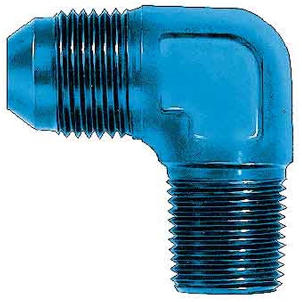 Aeroquip FBM2037 8 AN Flare 0.38 in. Pipe Straight 90 deg Aluminium Adapter, Blue Anodized AERFBM2037 - main