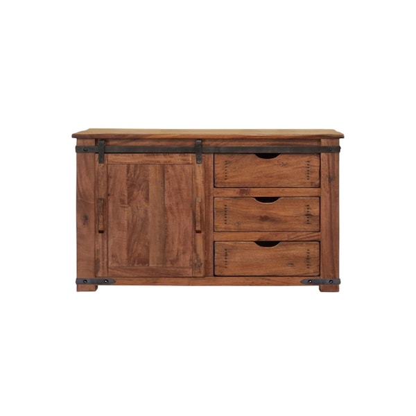 Homeroots 50" Brown Solid Wood Enclosed Storage Distressed TV Stand 528726 - main