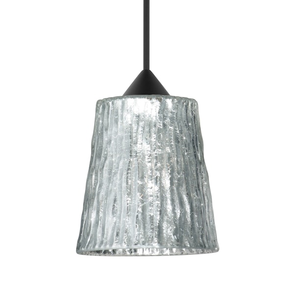 Besa Lighting Besa Nico 4 Pendant, Stone Silver Foil, Black Finish, 1x 5W LED 1XT-5125SF-LED-BK - main