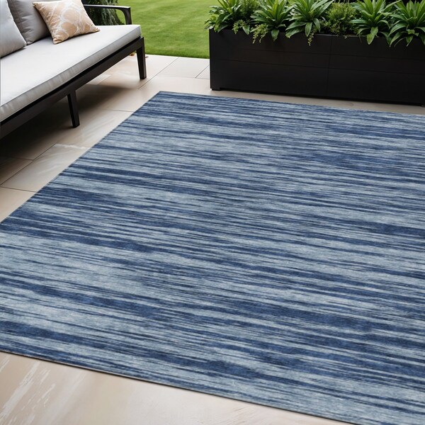 Homeroots 5' X 8' Blue And Navy Blue Abstract Washable Indoor Outdoor Area Rug 613080 - main