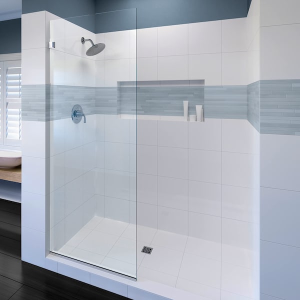 Fab Glass And Mirror Fixed Shower Screen for Bathroom | Chrome Finish | Water Repellent | 3/8in Tempered Glass Shower MSD1-30-72CH - main