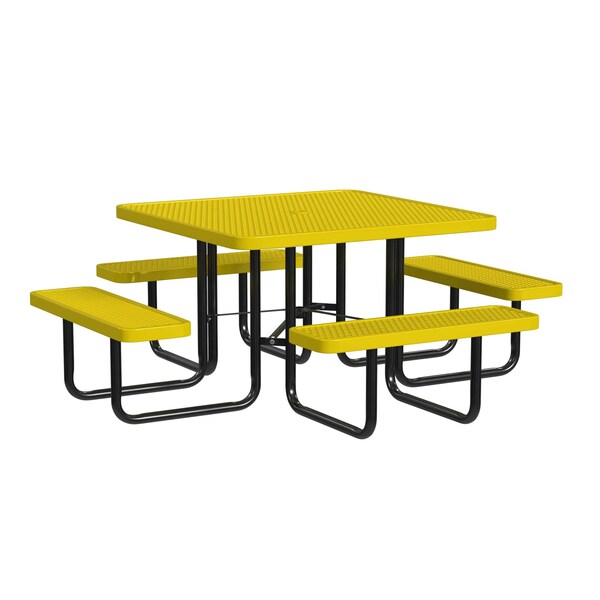 Leisure Craft Square Picnic Table, Yellow, In Ground Mount, 46 in T46SQIG-YELLOW - main