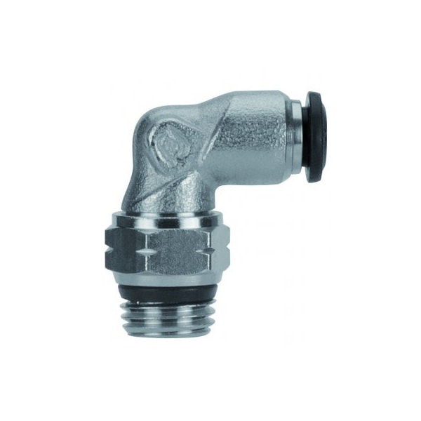 Usa Industrials Push to Connect Tube Fitting, Nickel Plated Brass w/ Plastic Release Ring, Male Elbow ZUSA-TF-PTC-NPBR-61 - main