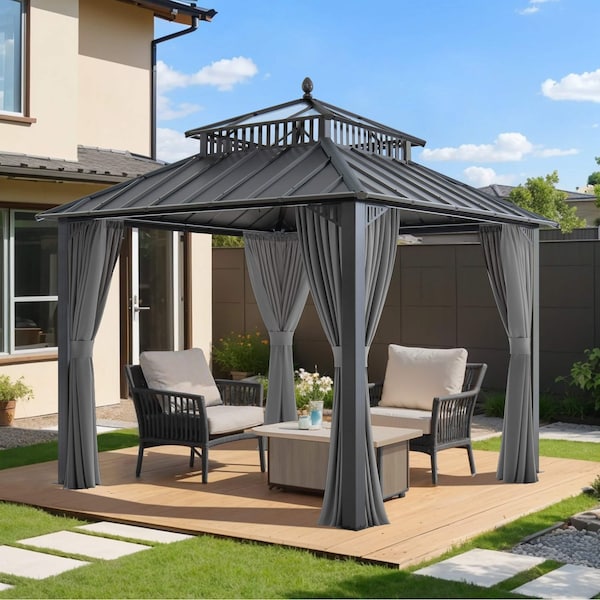 Sunjoy 10x10 Kingston PC Top Rectangular Gazebo A10204382100 - main