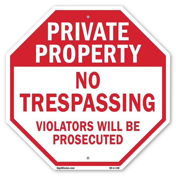 Signmission Private Property No Trespassing Vio, 10 Inch X 10 Inch, Aluminum Metal Signs OC-A-10-148 - main