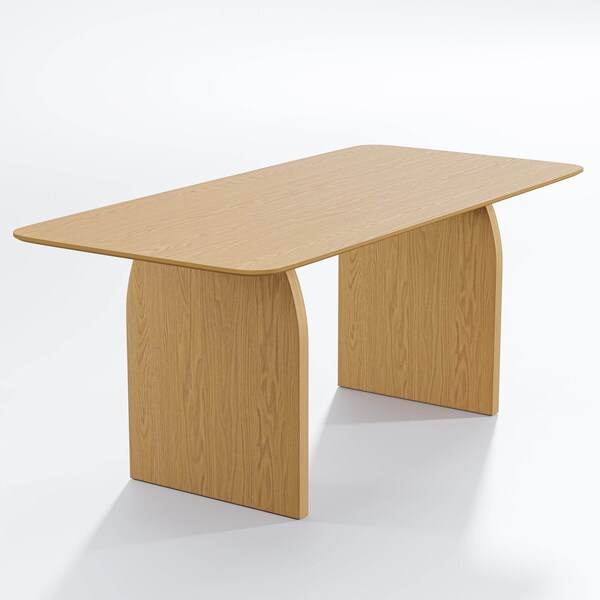 Homeroots 66" Natural Solid Wood Double Pedestal Base Dining Table 712849 - main
