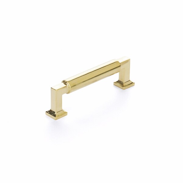 Schaub 3-1/2in Center to Center Haniburton Cabinet Pull Unlacquered Brass Finish 477-UNBR - main