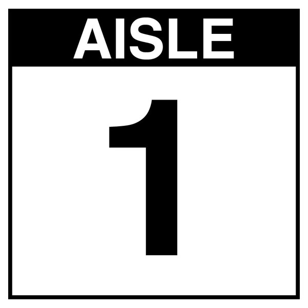 5S Supplies Warehouse Aisle 1 Sign - 12in x 12in - SINGLE - BRKT - PVC AISLE1-12X12-SINGLE-BRKT - main