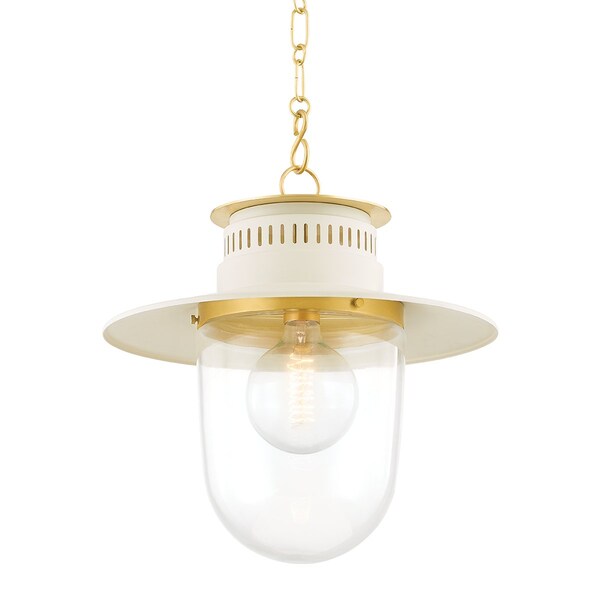 Mitzi Zio & Sons X Nori 1 Light Pendant 11 In. Aged Brass/Soft Cream H773701L-AGB/SCR - main