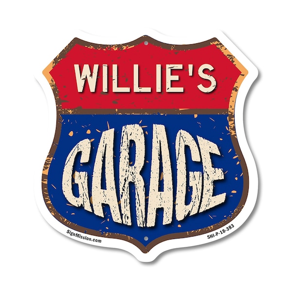 Signmission Willie's Garage, 18 Inch X 18 Inch, Plastic Sign SHI-P-18-383-WILLIE - main