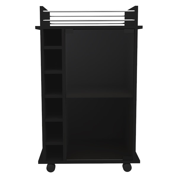 Homeroots Black Rolling Bar Cart With Wine Storage 477703 - main