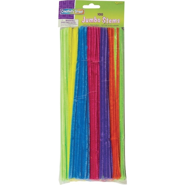Creativity Street Jumbo Chenille Neon Pipe Cleaners, Multi, 100PK PAC711004 - main
