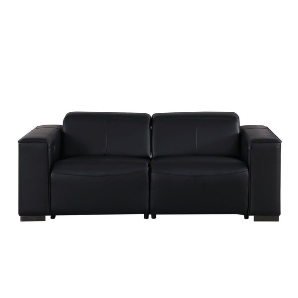 Homeroots 80in Black and Brown Leather Power Reclining Loveseat 720534 - main