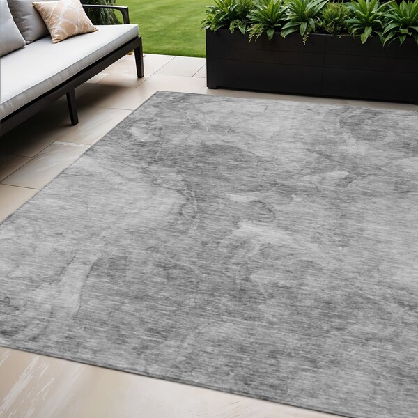 Homeroots 5' X 8' Gray Silver And Charcoal Nautical Washable Indoor Outdoor Area Rug 581738 - main
