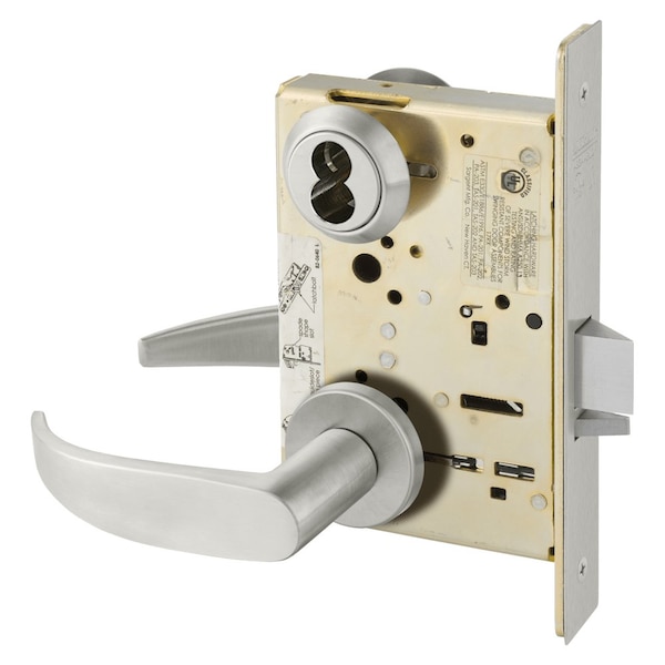 Sargent Storeroom or Closet Mortise Lock, LN Rose, P Lever, SFIC Prep Less Core, Satin Stainless Steel 70-8204 LNP 32D - main