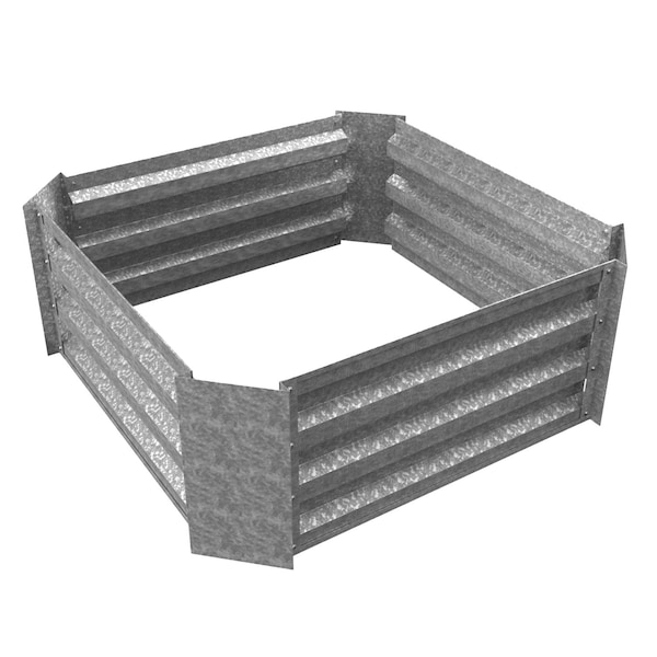 Pure Garden Galvanized Raised Garden Bed 23.5" L x 23.5" W x 12" H Raised Garden Beds Square Planter Box Kit 50-195 - main
