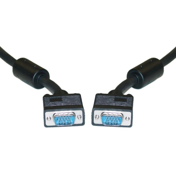 Cable Wholesale SVGA Cable with Ferrites, Black, HD15 Male, Coaxial Construction, Double Shielded, 75 foot 10H1-20175 - main