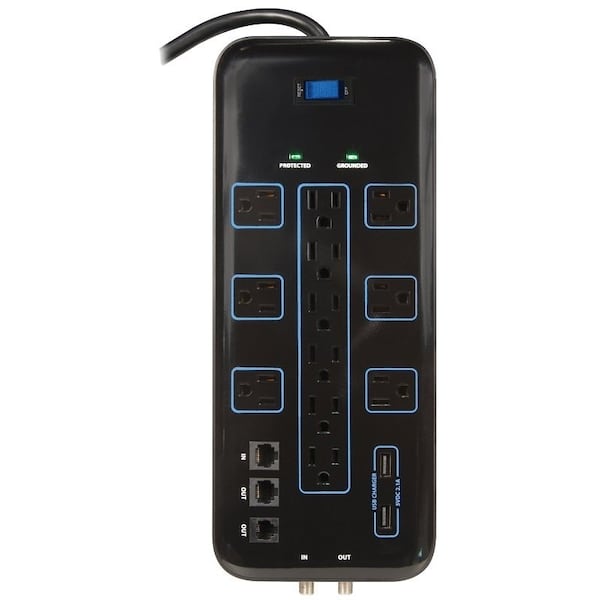 Powerzone Outlet Strip, Surge, 12 Outlet(s) Black OR504142 - main