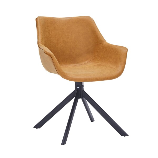 Leisuremod Markley Modern Leather Dining Swival Arm Chair in Light Brown ESCBL-26-BR - main