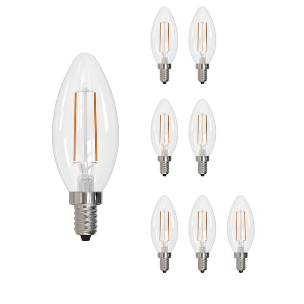 Bulbrite 40w Equivalent Dimmable B11 Vintage Edison Clear LED Light Bulb Candelabra (E12) Base, 4000K, 8PK 861629 - main