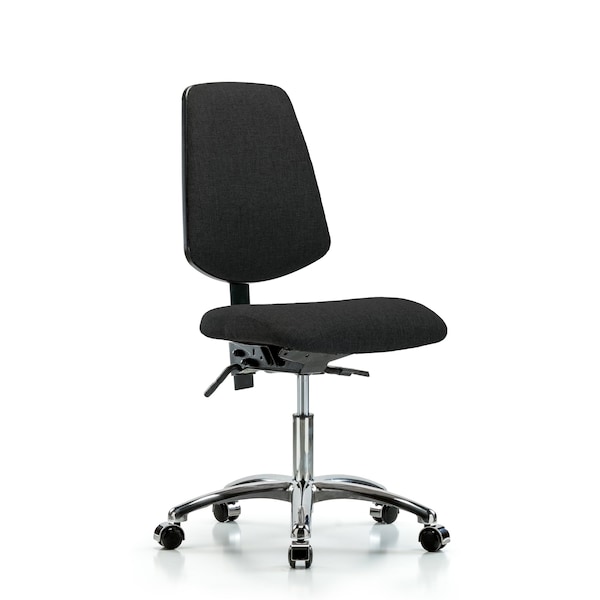 Blue Ridge Ergonomics Desk Chair Fab Desk Chair, Med, Bk, Chrm, Casters, Blk, No Arms, 19" to 24" Height, Fabric, Black BR-FDHCH-MB-CR-T0-A0-CC-F42 - main
