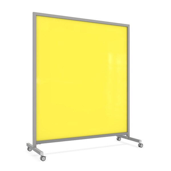Ghent EZ Mobile Glassboard, Aluminum Frame, Magnetic, 75"H x 62"W, Yellow EZ1MA7562YW - main