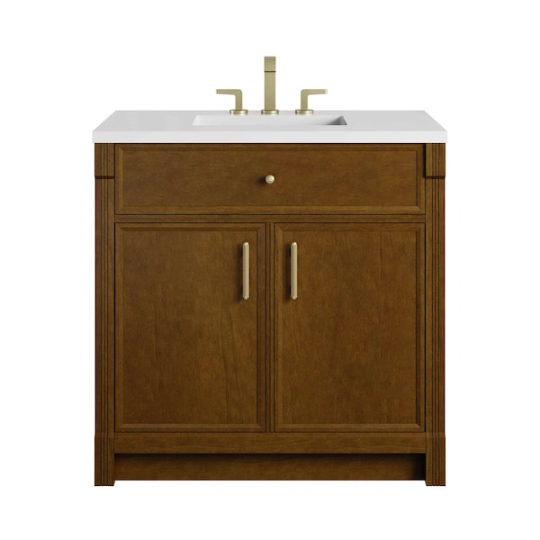 James Martin Vanities Bellshire 36" Single Vanity, Honey Oak w/ 3 CM White Zeus Silestone Top 660-V36-HNO-3WZ - main