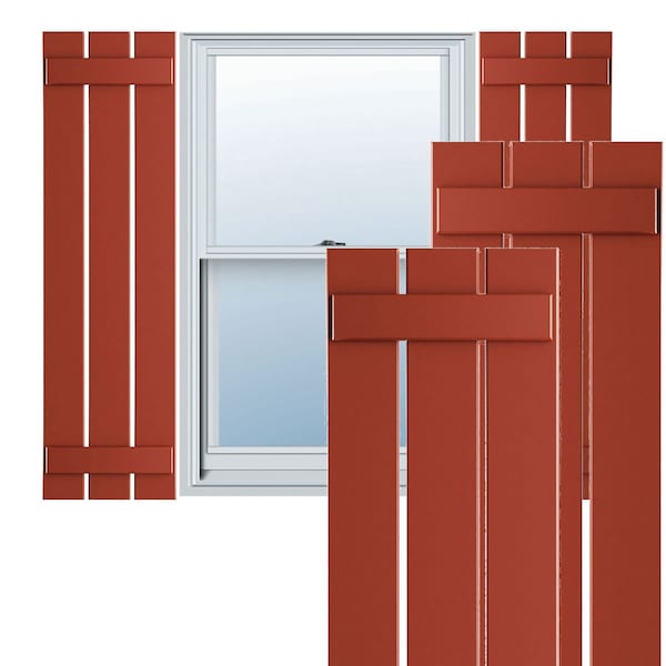 Ekena Millwork True Fit PVC, Three Board Spaced Board-n-Batten Shutters, Colorful Leaves, 17 1/8W x 33H, PR TFP101SBF17X033CL - main