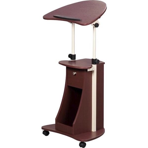 Techni Mobili Sit-to-Stand Rolling Adjustable Laptop Cart with Storage, Chocolate - 31.5-45.5 x 21.75 x 17 in. RTA-B005-CH36 - main