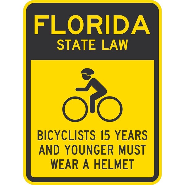 Lyle Bicyclists 15 Years And Younger Must Wear A Helmet (Cyc, 18x24, High Intensity Prismatic, Yellow G-10779-HI_18x24 - main