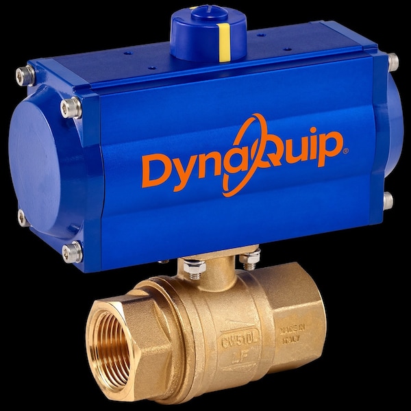 Dynaquip Controls 1-1/2" FNPT Brass Pneumatic Ball Valve Inline PHH27ATDA063A - main